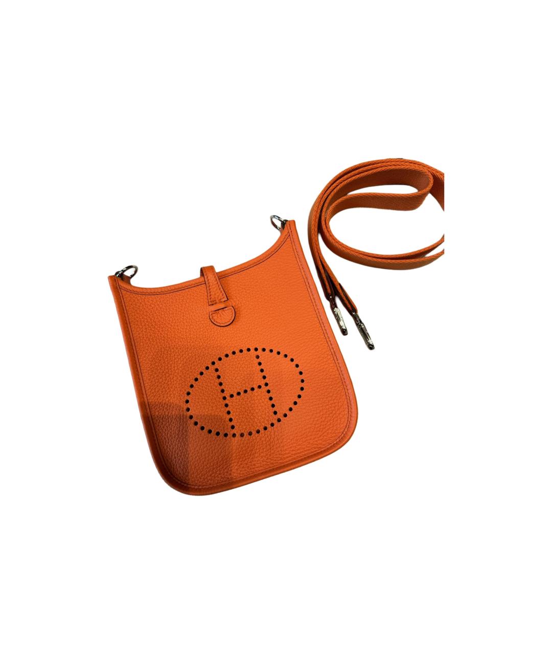 HERMES Оранжевая кожаная сумка через плечо, фото 2