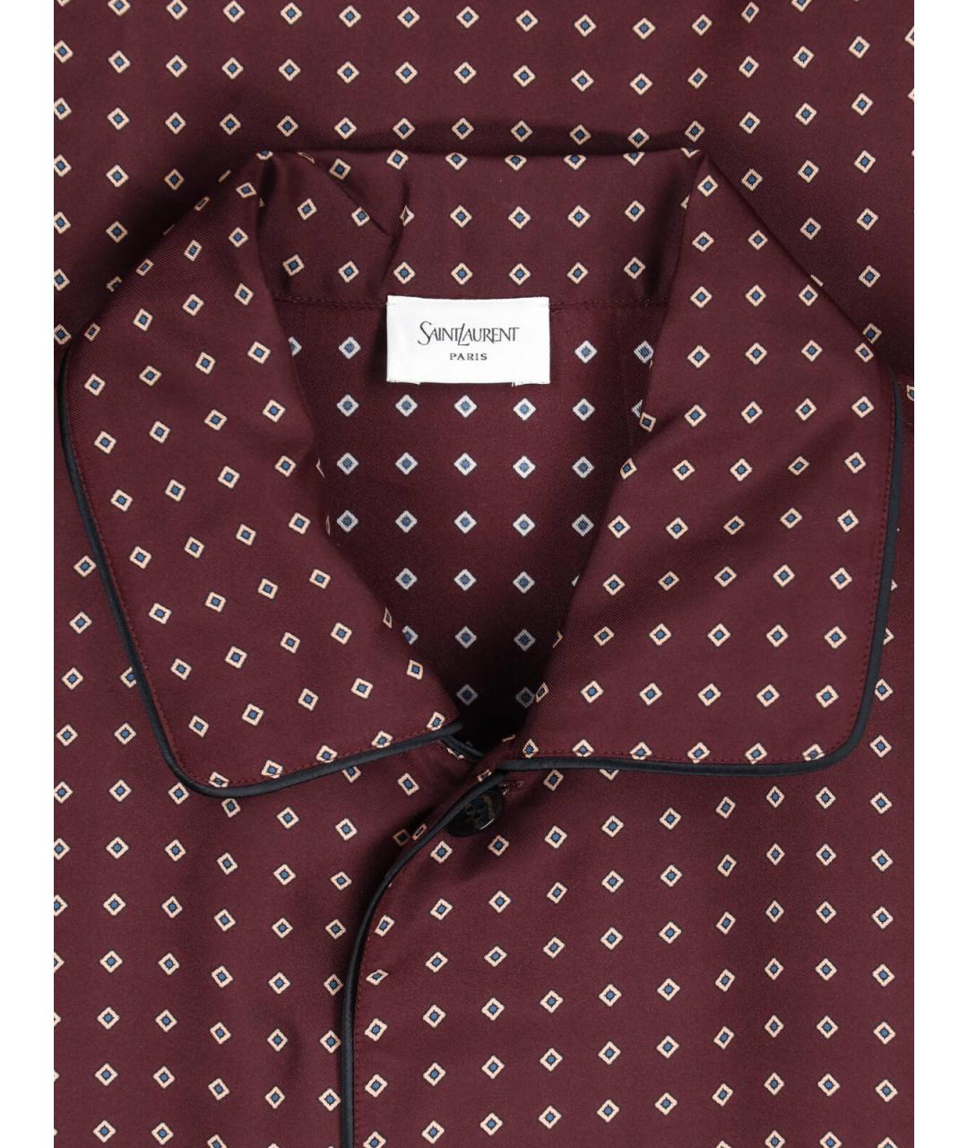SAINT LAURENT Бордовая шелковая рубашка, фото 5