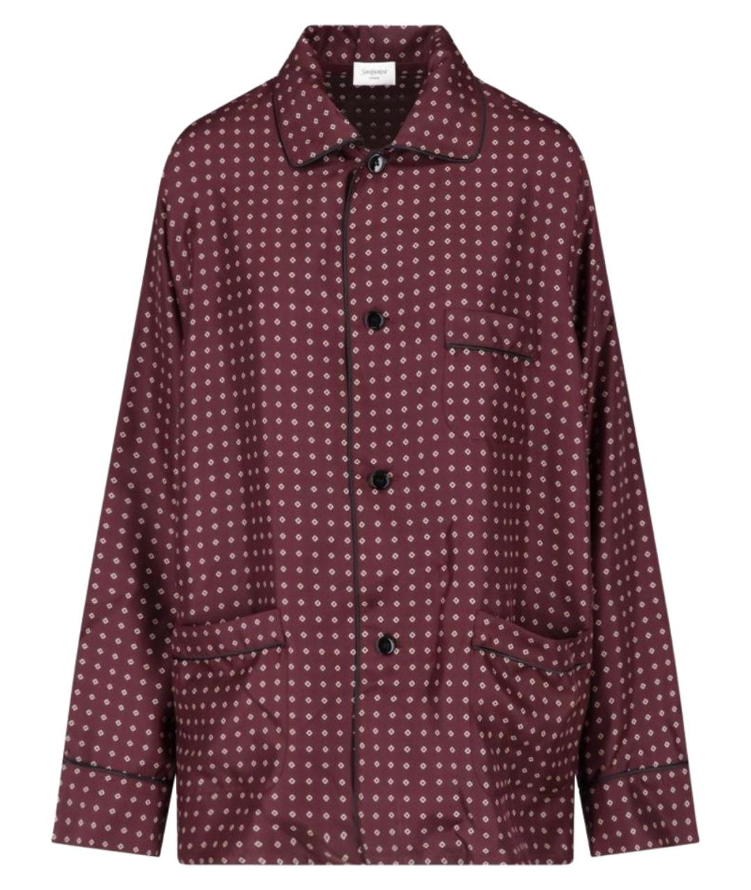 SAINT LAURENT Бордовая шелковая рубашка, фото 1