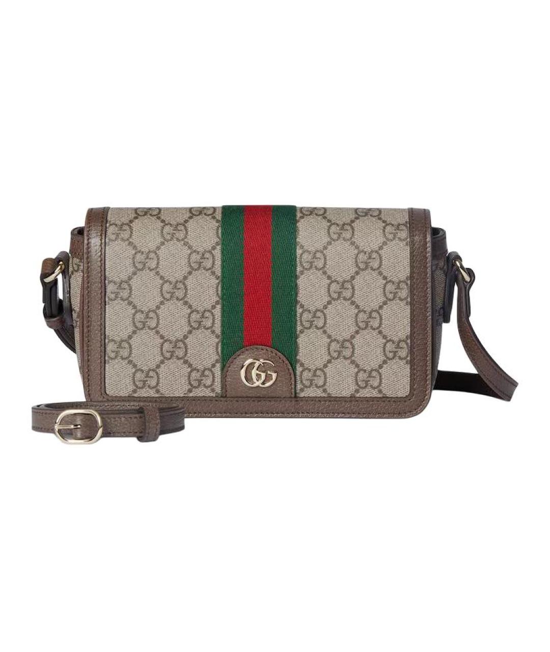 GUCCI Коричневая сумка через плечо из канвы, фото 5