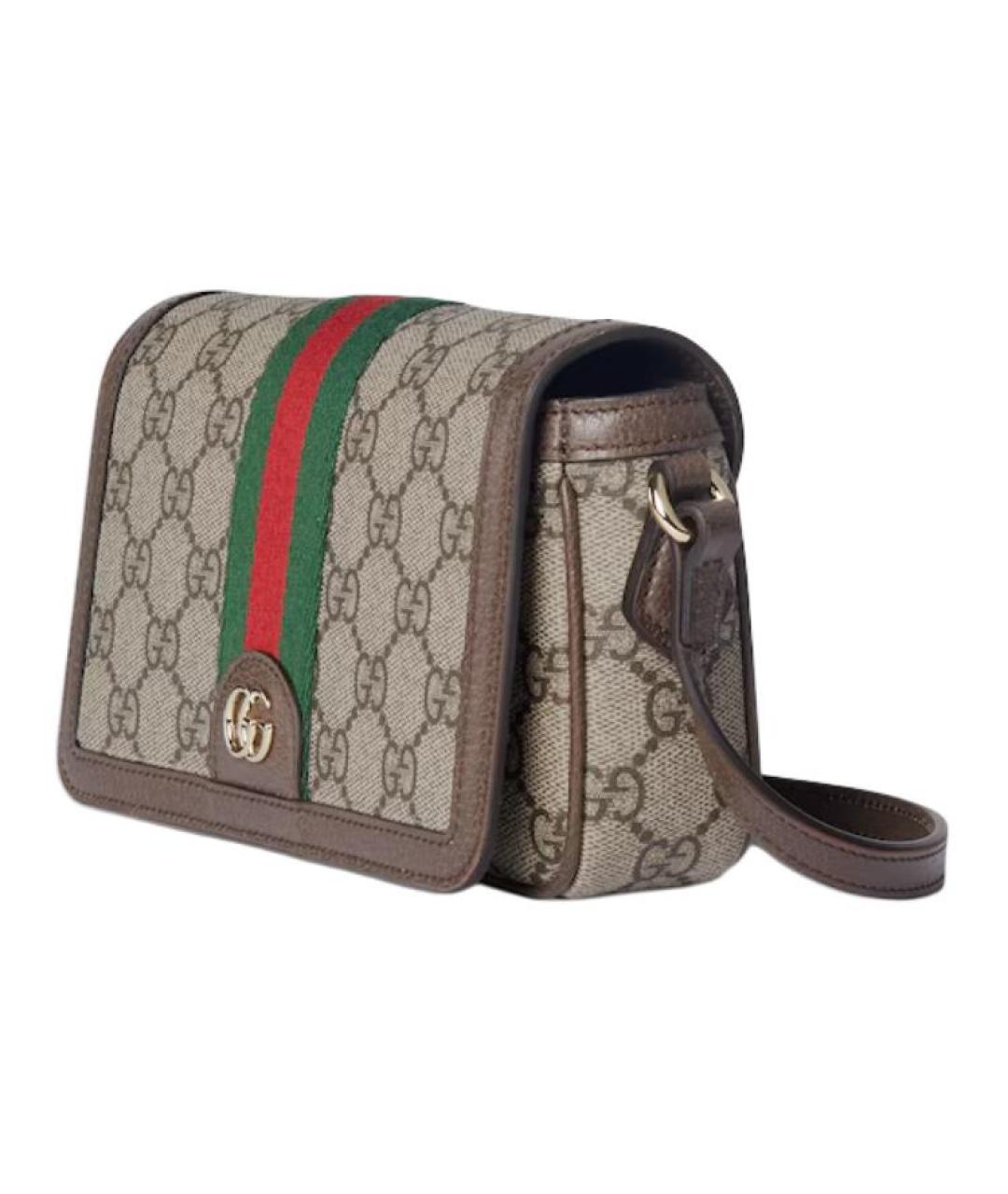 GUCCI Коричневая сумка через плечо из канвы, фото 2