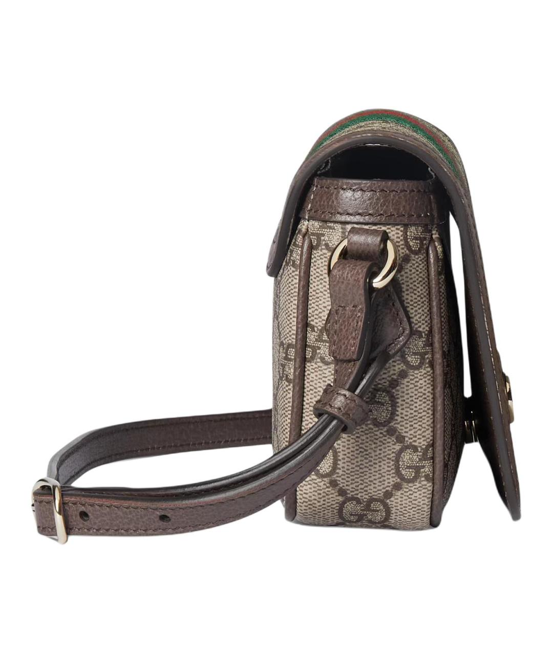 GUCCI Коричневая сумка через плечо из канвы, фото 3