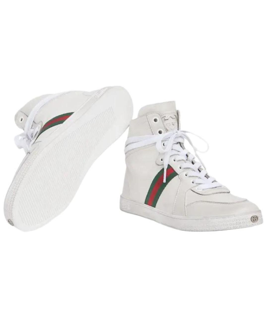 GUCCI Белые кожаные кроссовки, фото 5