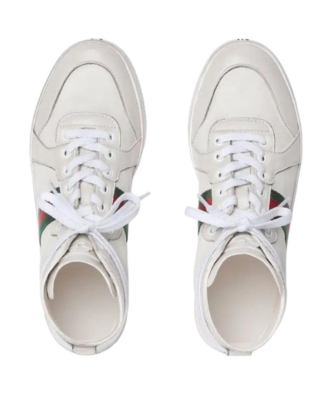 GUCCI Белые кожаные кроссовки, фото 3