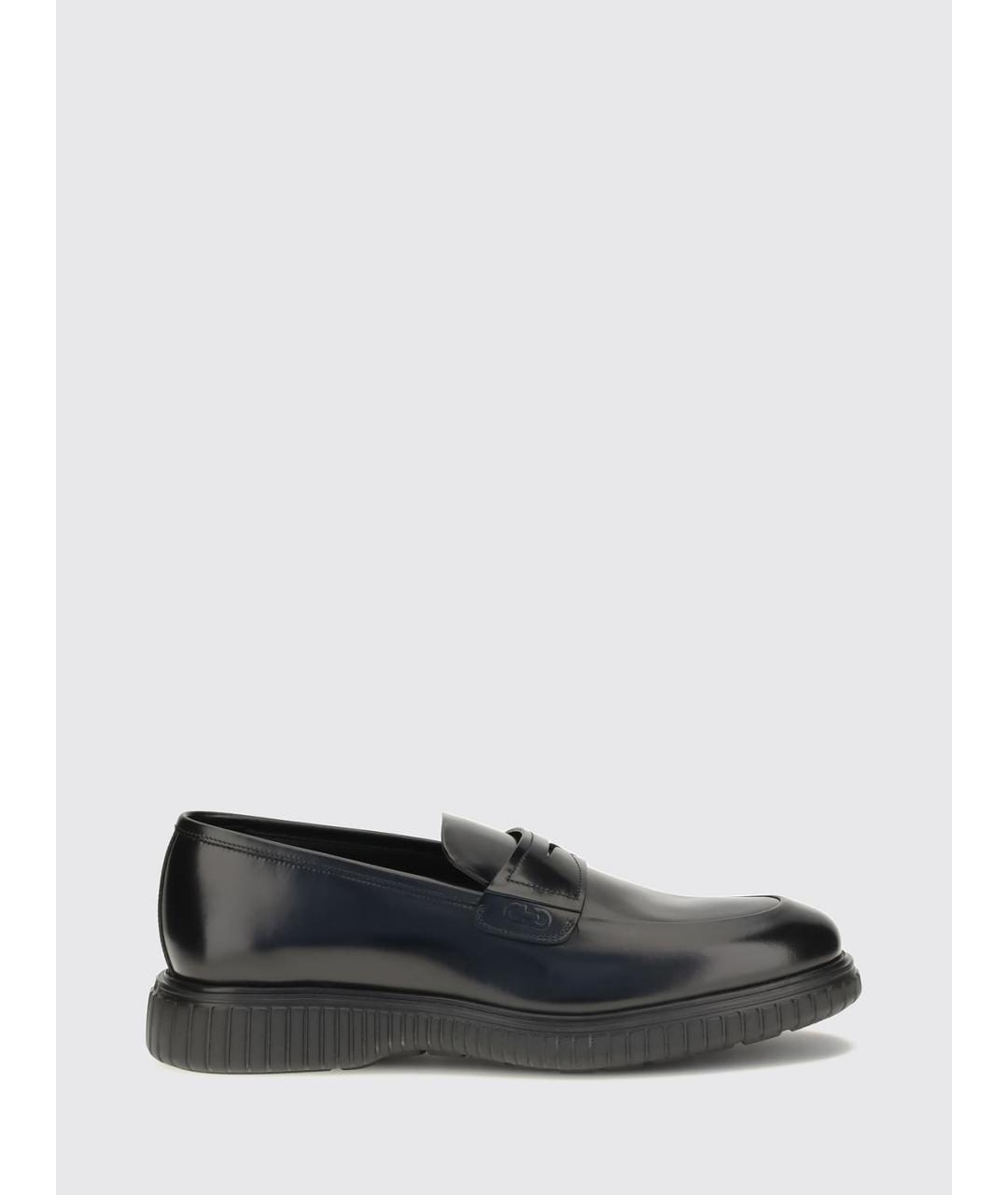 FERRAGAMO Черные кожаные лоферы, фото 5