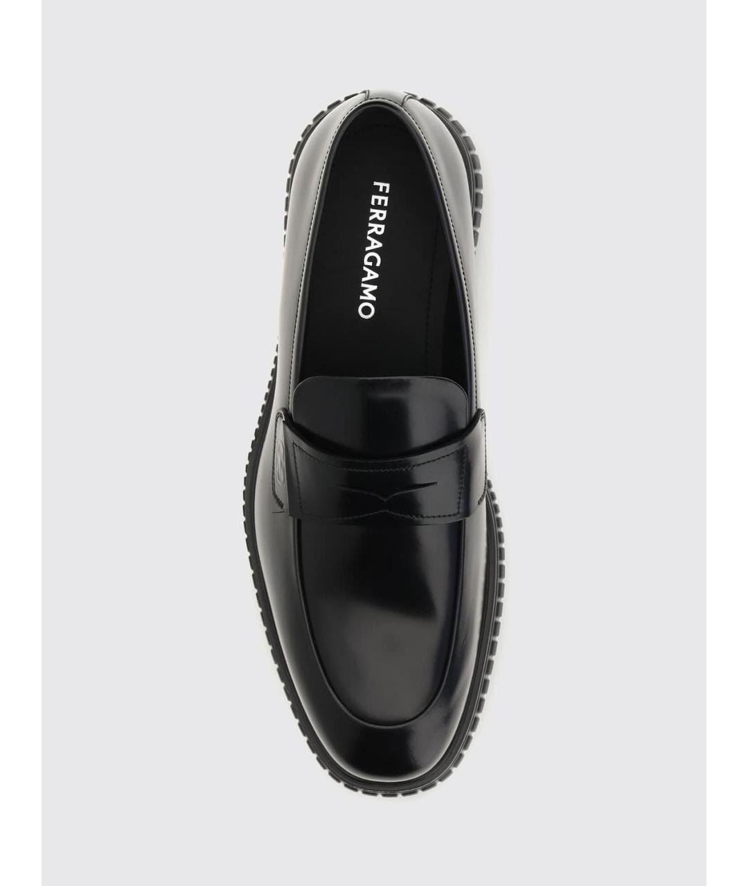 FERRAGAMO Черные кожаные лоферы, фото 4