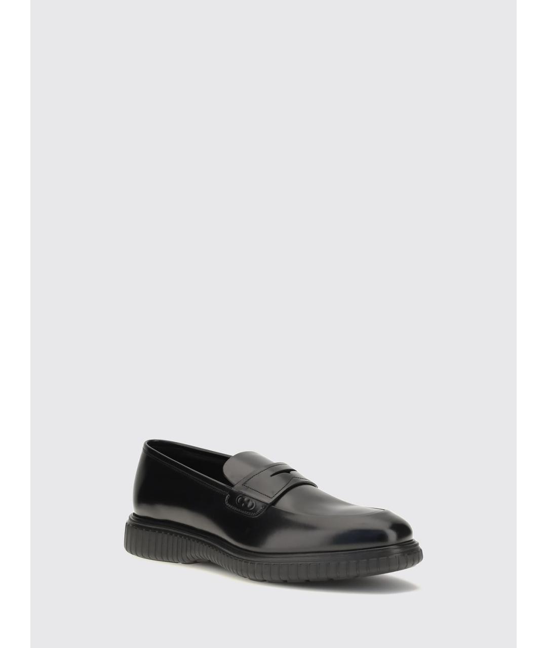 FERRAGAMO Черные кожаные лоферы, фото 2