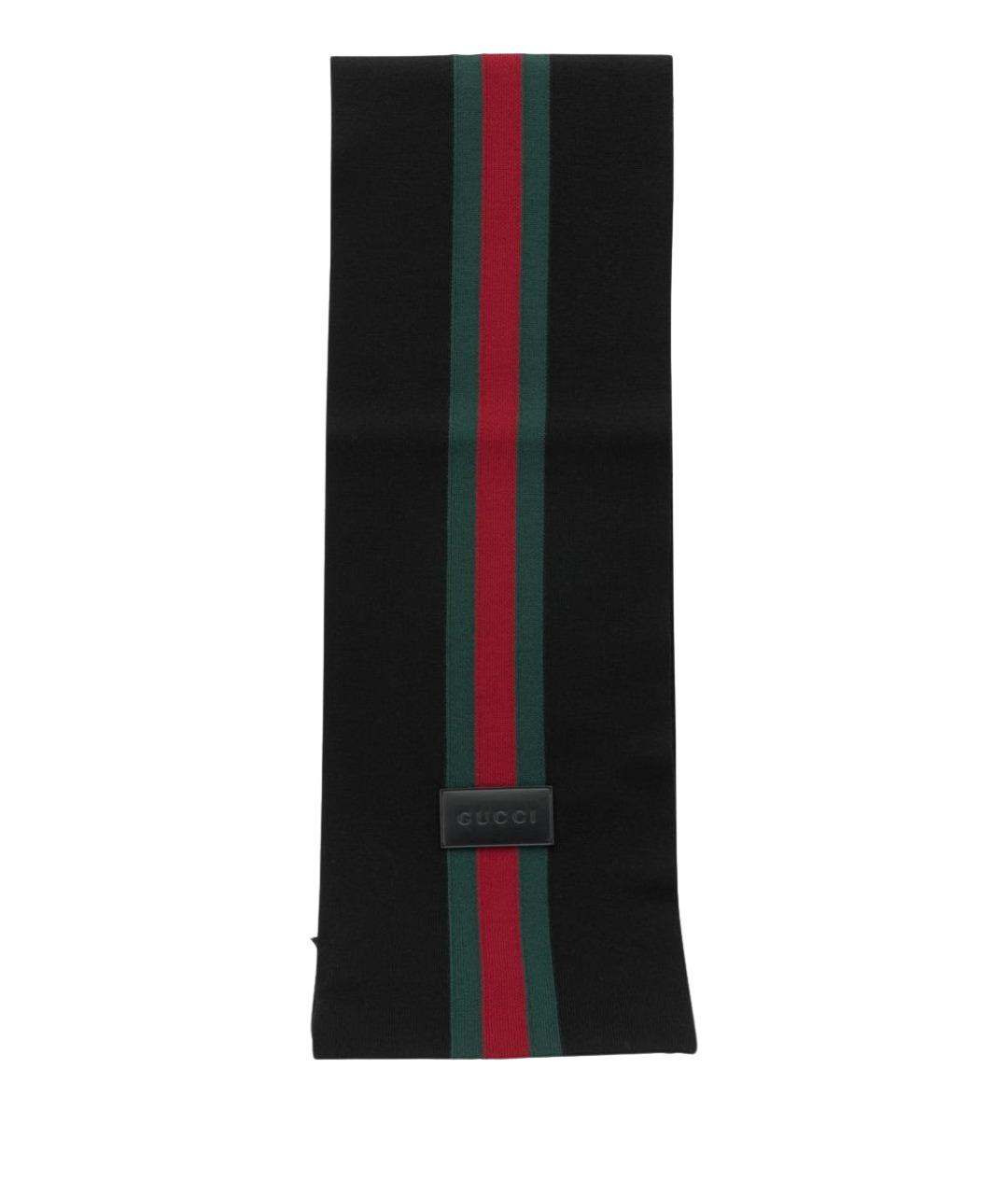 GUCCI Черный шерстяной шарф, фото 1