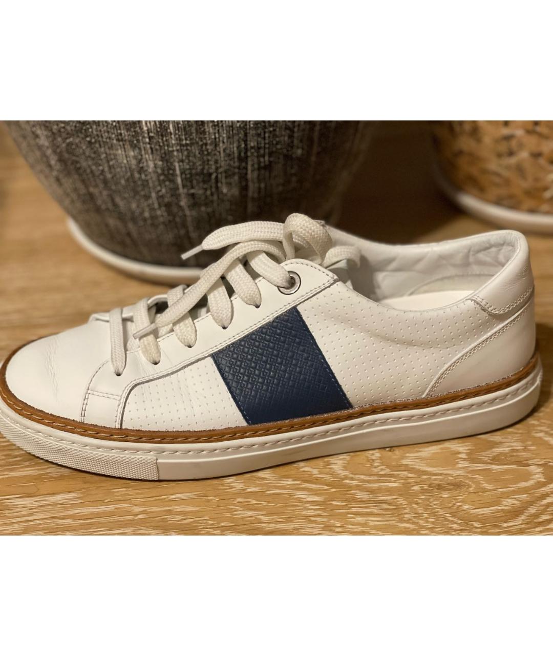 CANALI Белые кожаные низкие кроссовки / кеды, фото 6