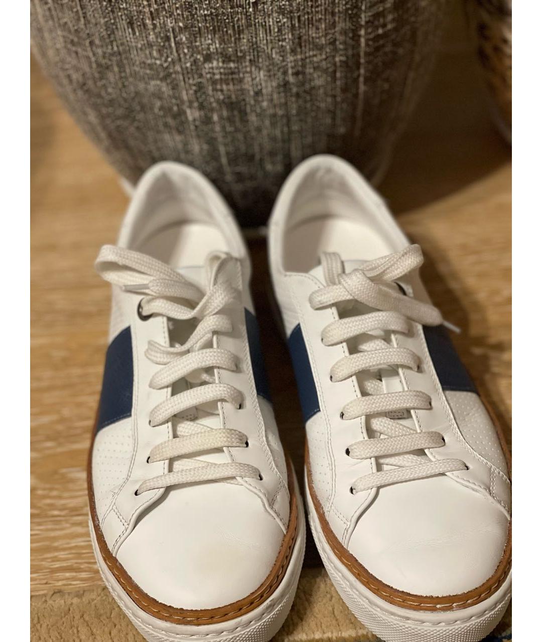 CANALI Белые кожаные низкие кроссовки / кеды, фото 3