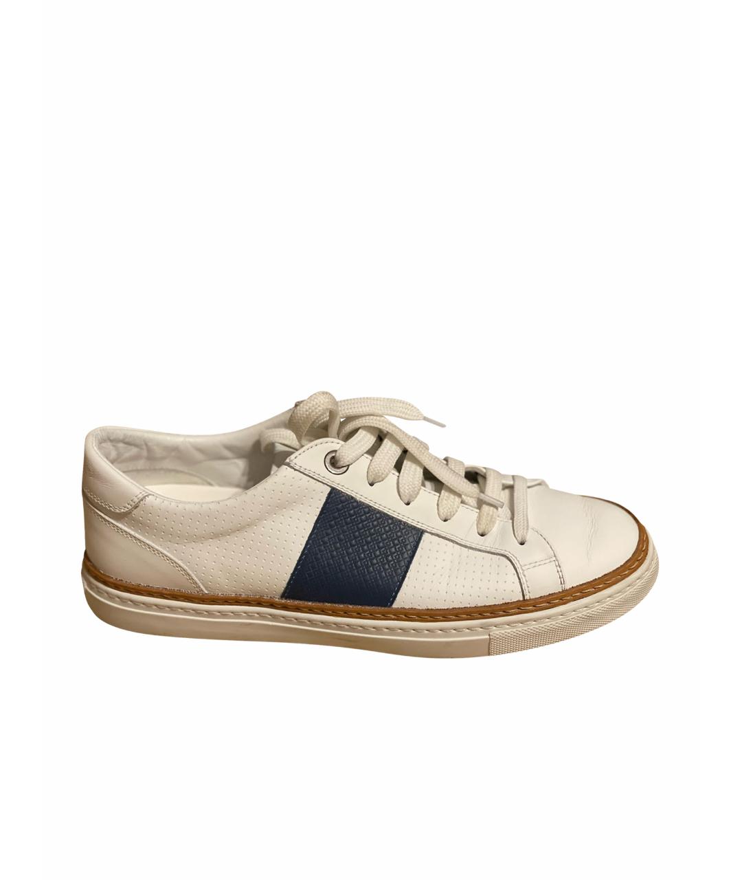 CANALI Белые кожаные низкие кроссовки / кеды, фото 1