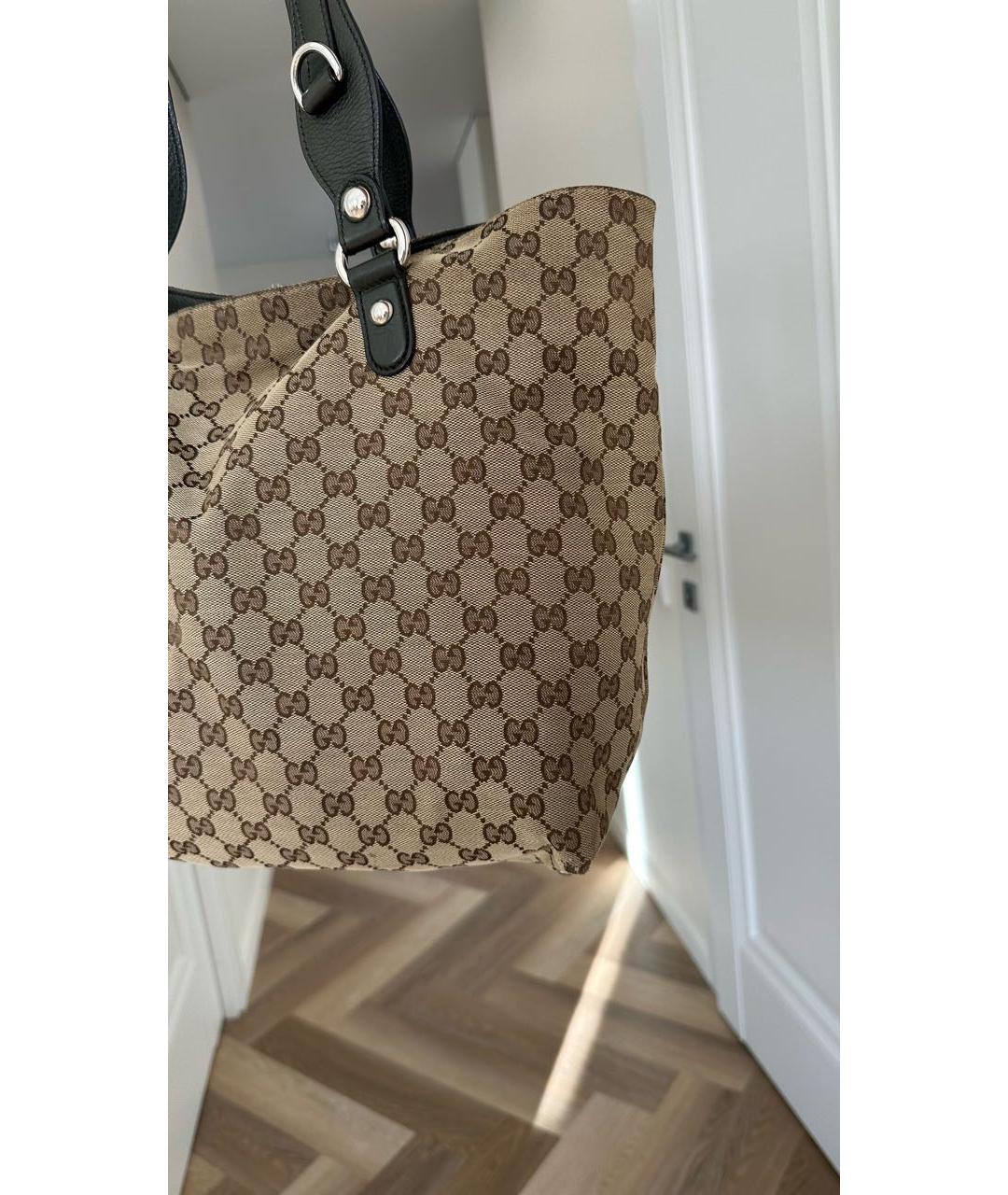 GUCCI Бежевая сумка тоут из канвы, фото 6
