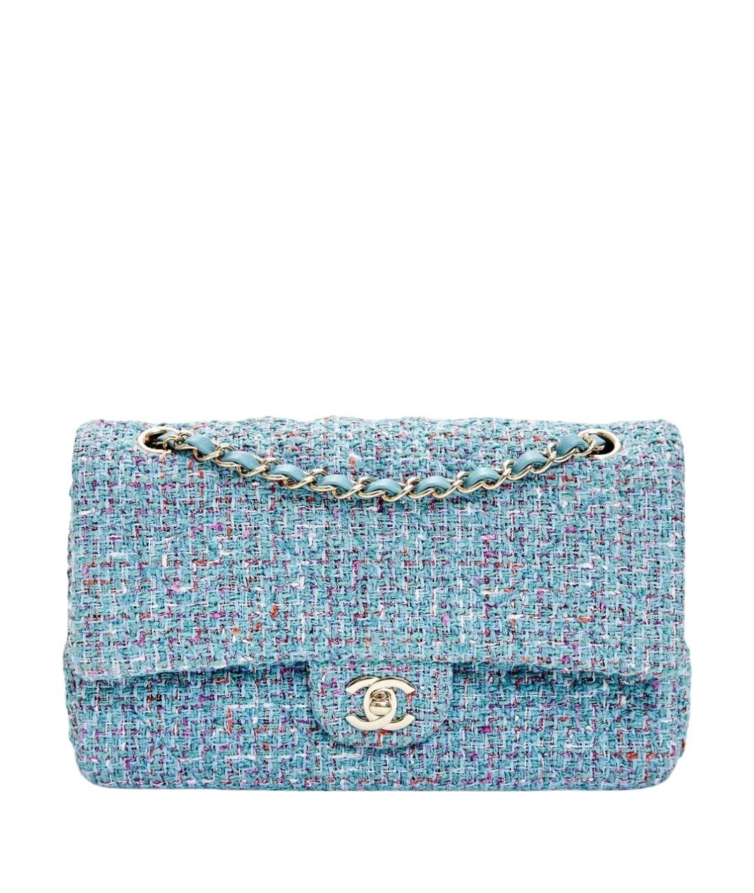 CHANEL Голубая твидовая сумка через плечо, фото 1
