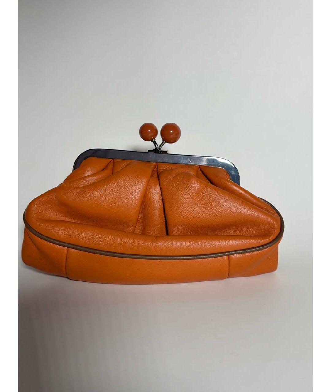 MAX MARA Оранжевая кожаная сумка через плечо, фото 2