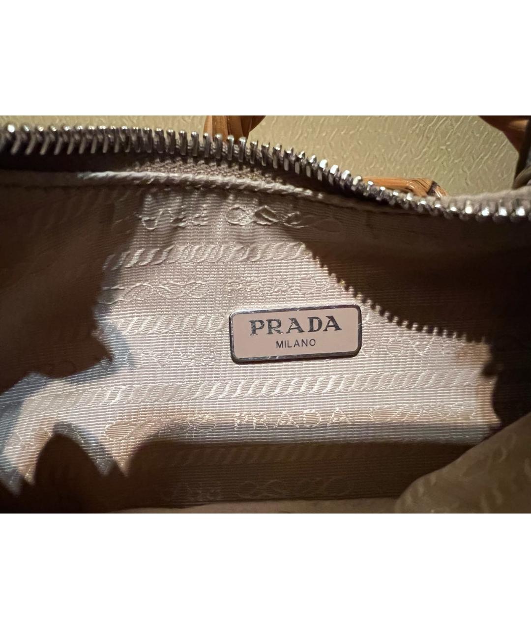 PRADA Бежевая синтетическая сумка через плечо, фото 3