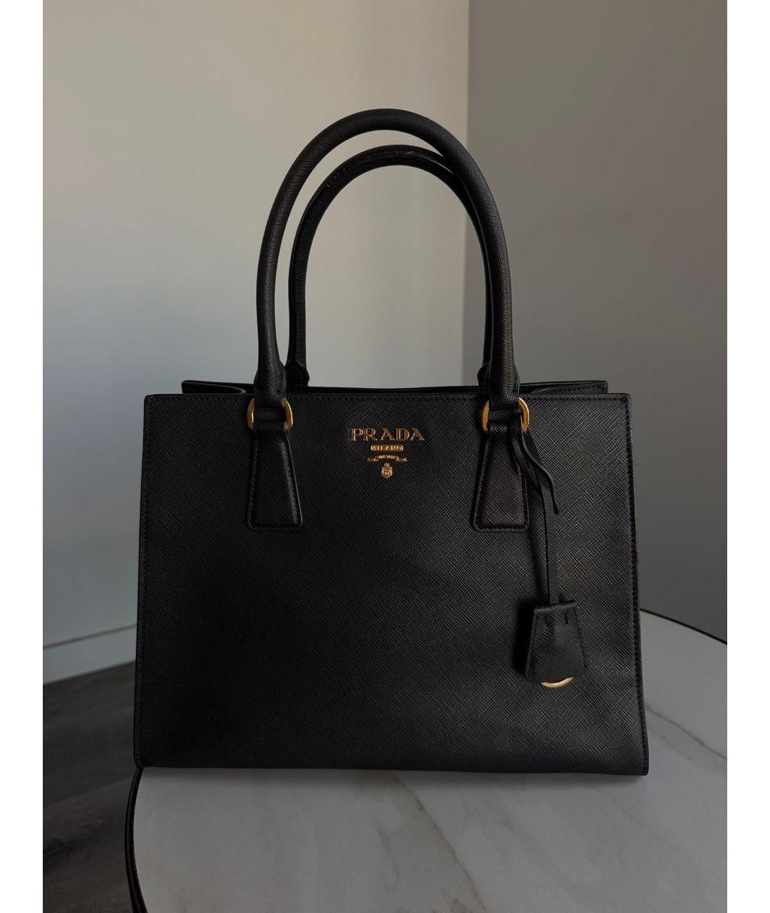 PRADA Черная кожаная сумка тоут, фото 9