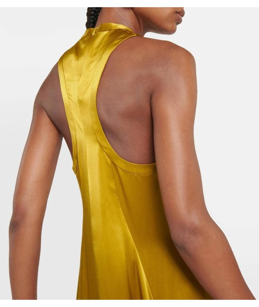 MAX MARA Золотое шелковое вечернее платье, фото 8