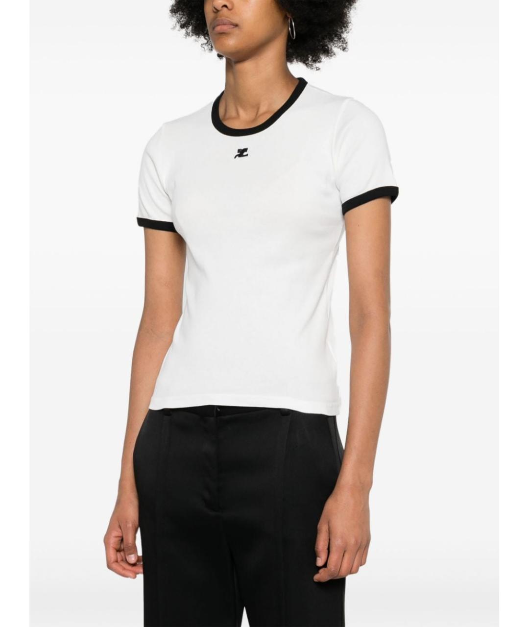 COURREGES Белая хлопковая футболка, фото 3