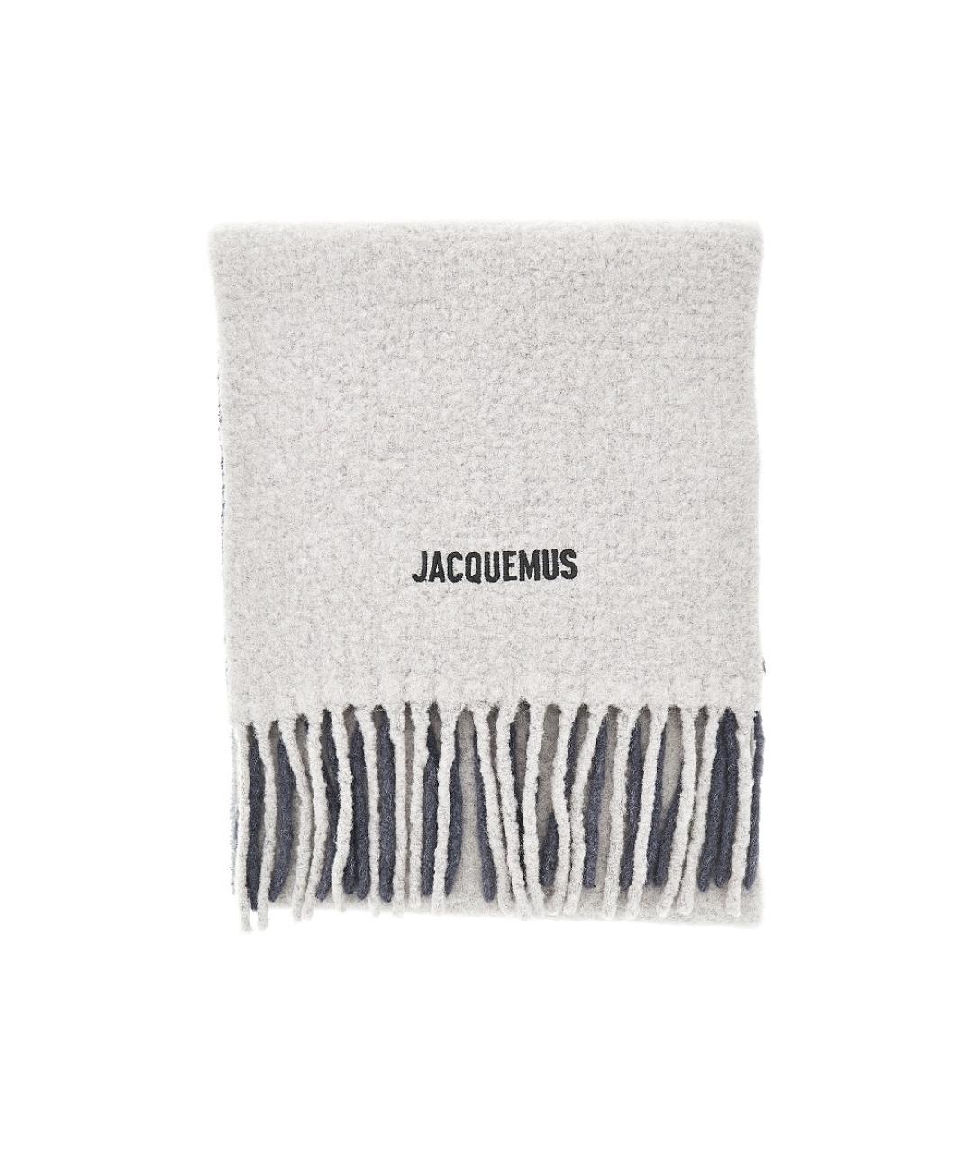 JACQUEMUS Серый шерстяной шарф, фото 4