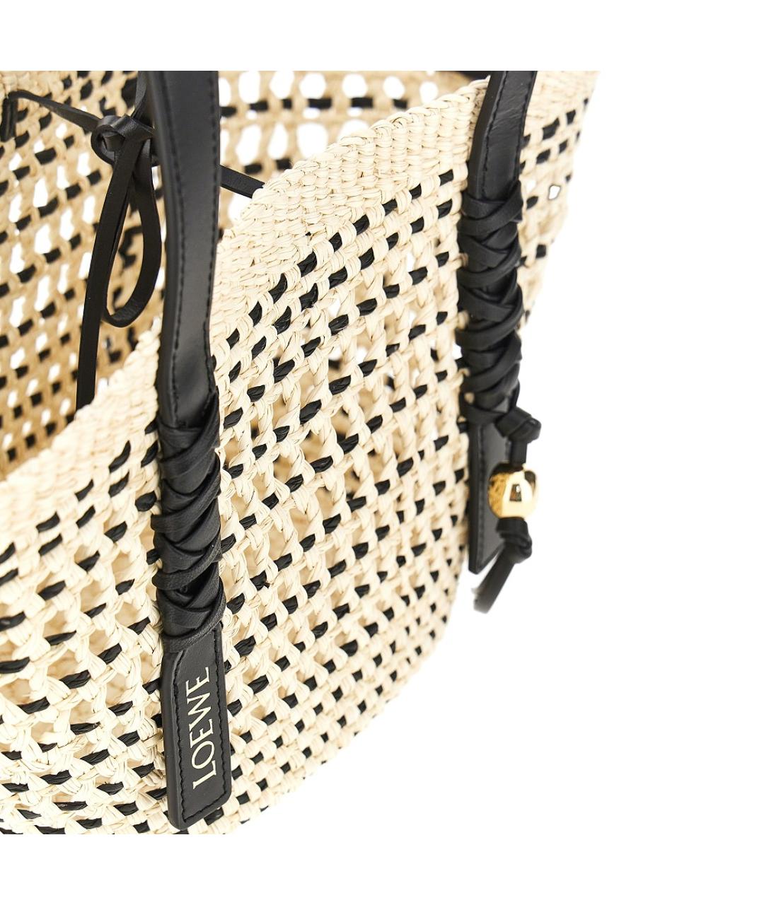 LOEWE Бежевая рафиевая сумка тоут, фото 4