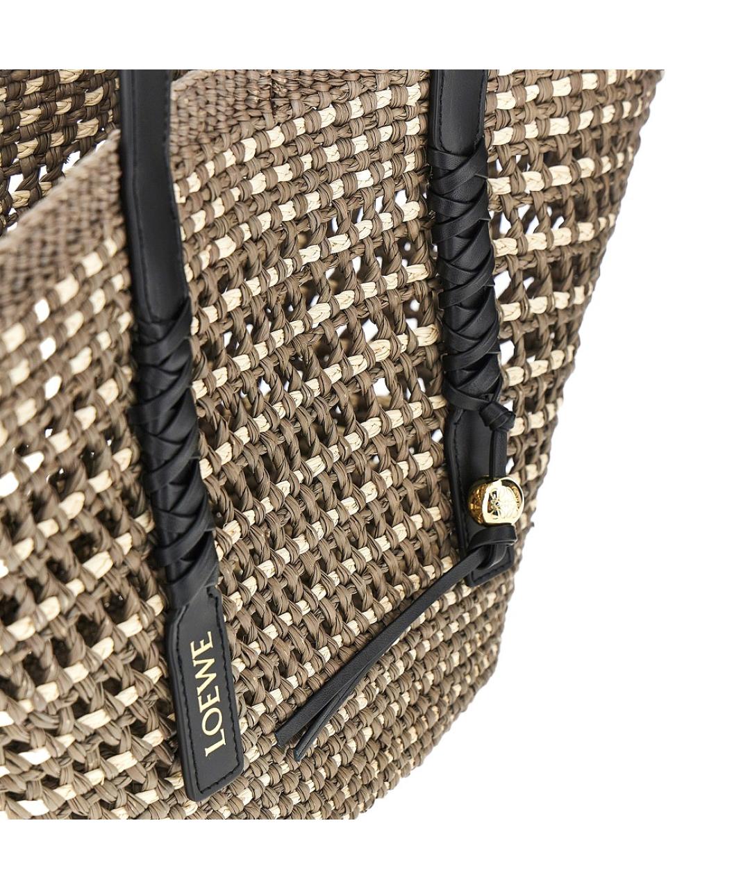 LOEWE Хаки рафиевая сумка тоут, фото 4