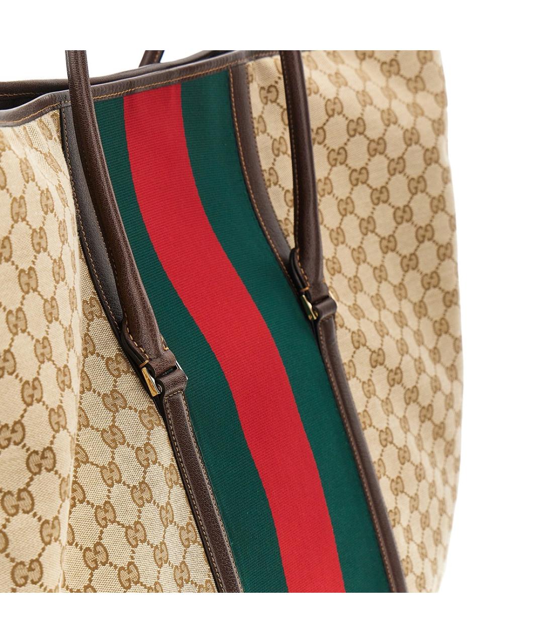 GUCCI Бежевая сумка тоут из канвы, фото 4