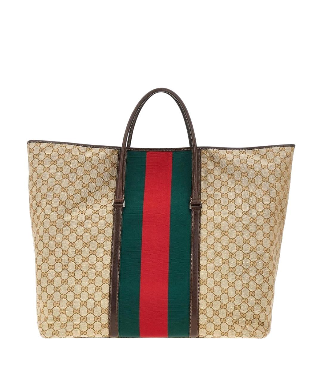 GUCCI Бежевая сумка тоут из канвы, фото 1