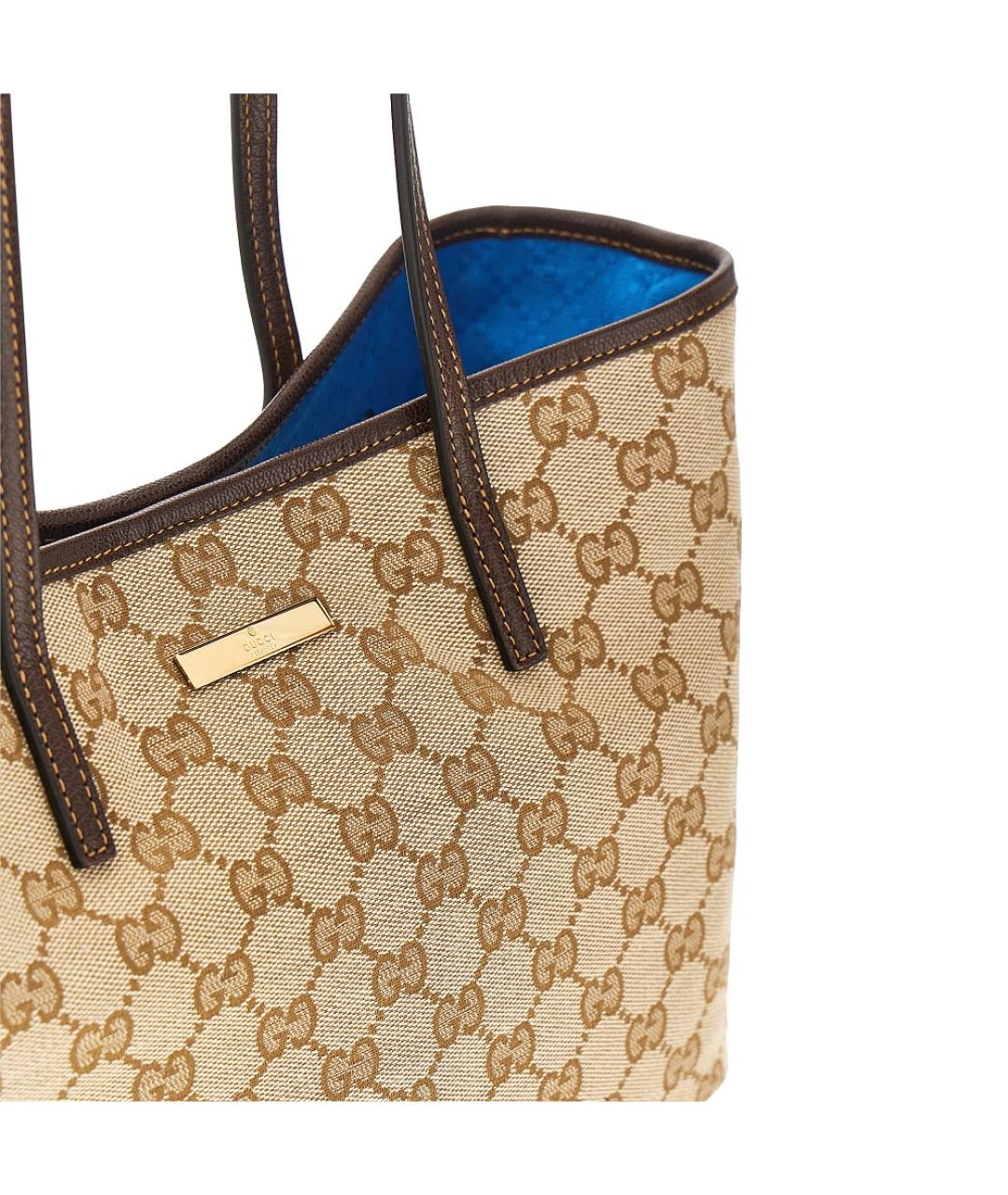 GUCCI Бежевая сумка тоут из канвы, фото 4