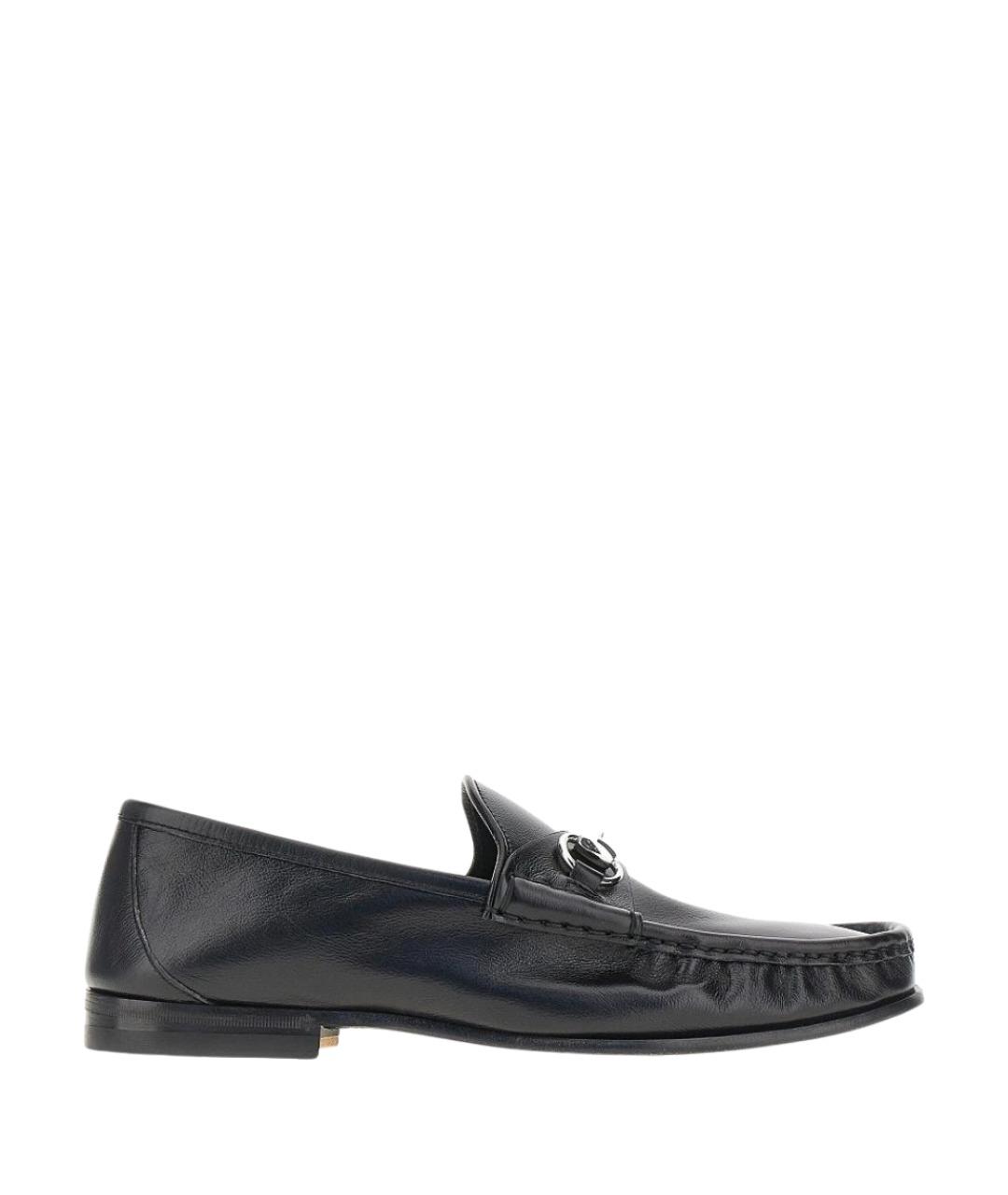 GUCCI Черные кожаные лоферы, фото 1