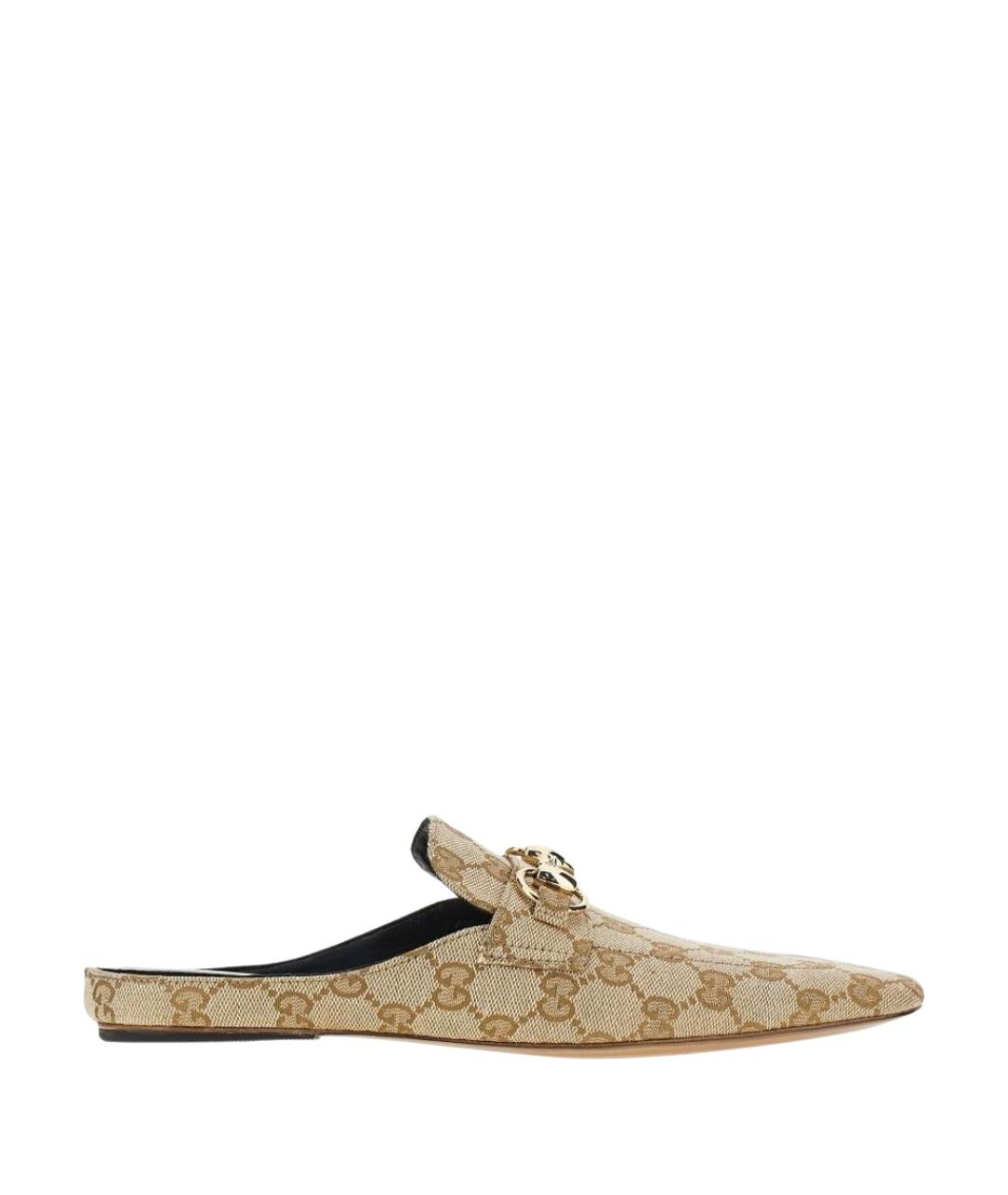 GUCCI Бежевые текстильные сабо, фото 1