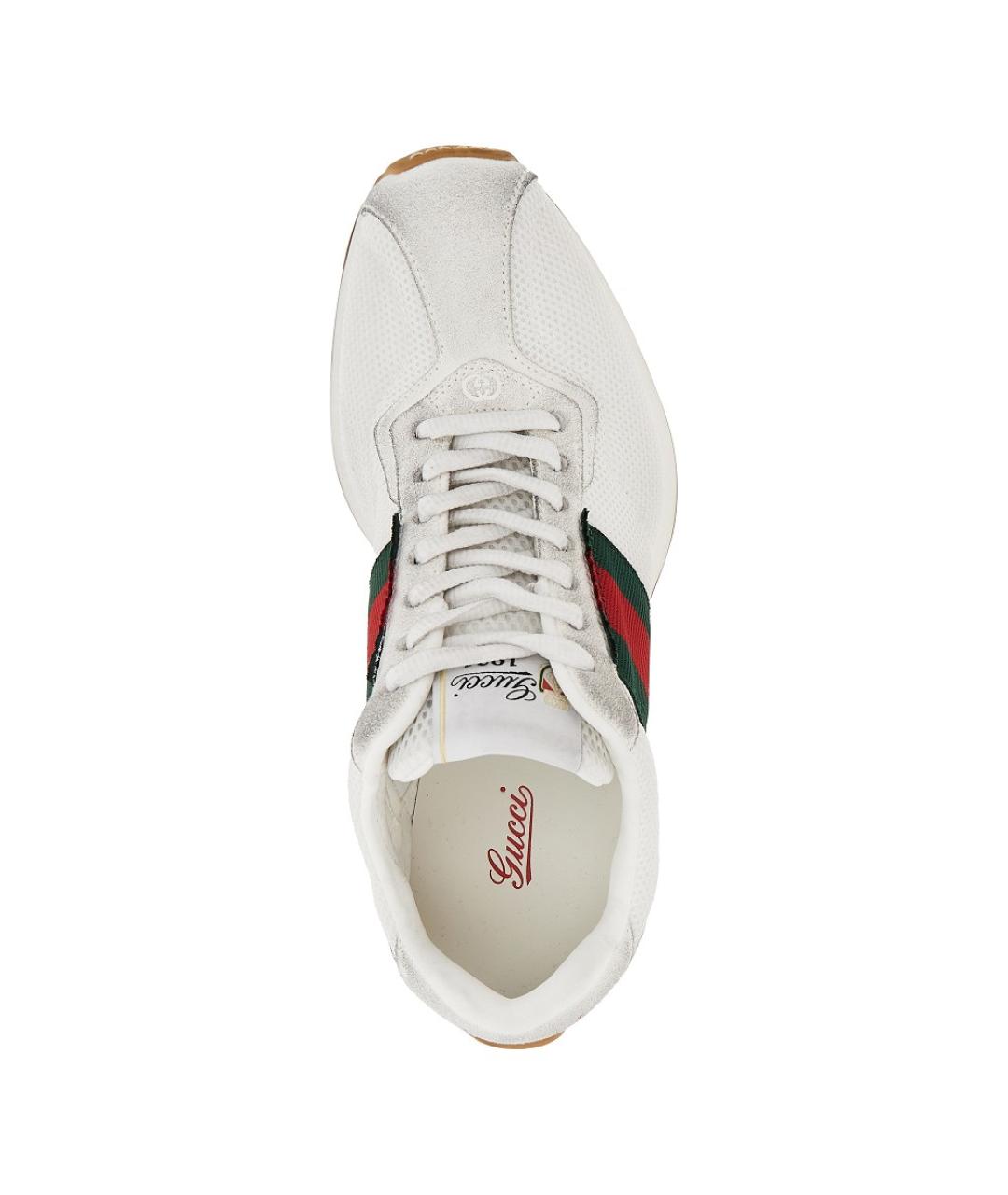 GUCCI Белые кожаные кроссовки, фото 4
