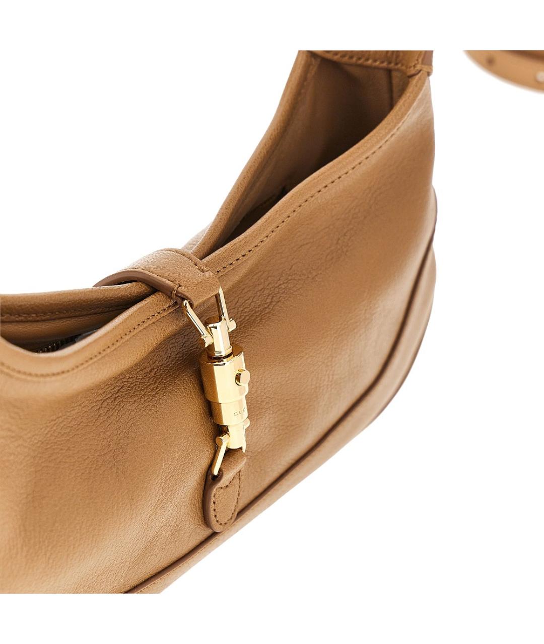GUCCI Бежевая кожаная сумка через плечо, фото 4