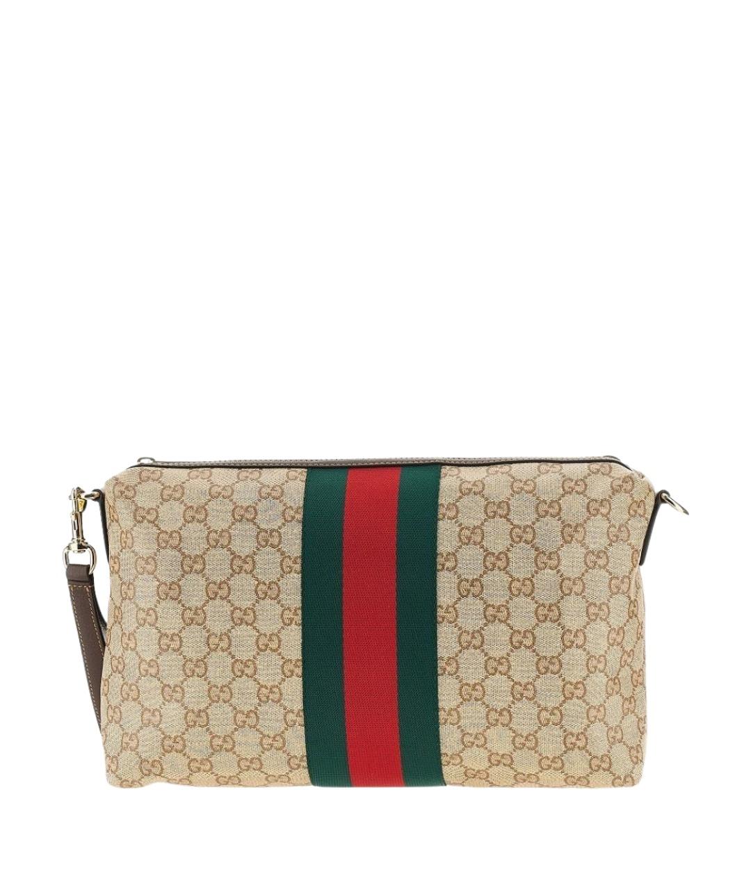 GUCCI Бежевая сумка на плечо из канвы, фото 1