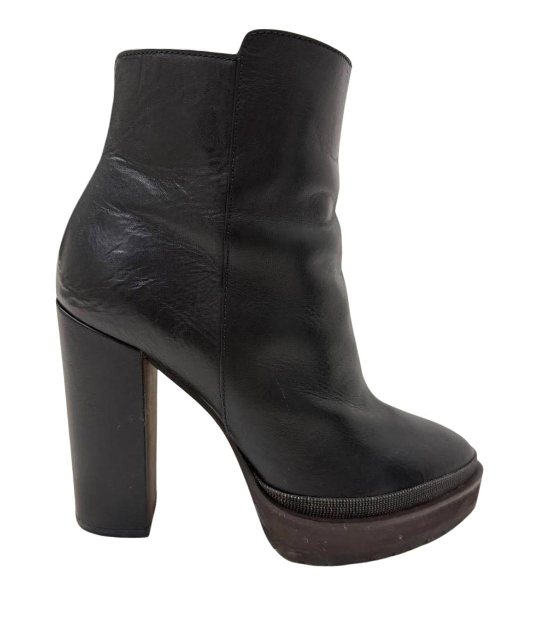 BRUNELLO CUCINELLI Черные кожаные ботильоны, фото 1