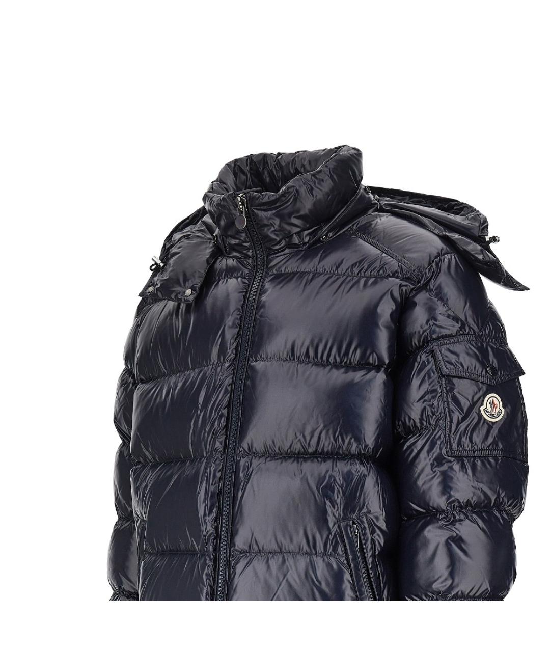 MONCLER Темно-синий полиамидовый пуховик, фото 2