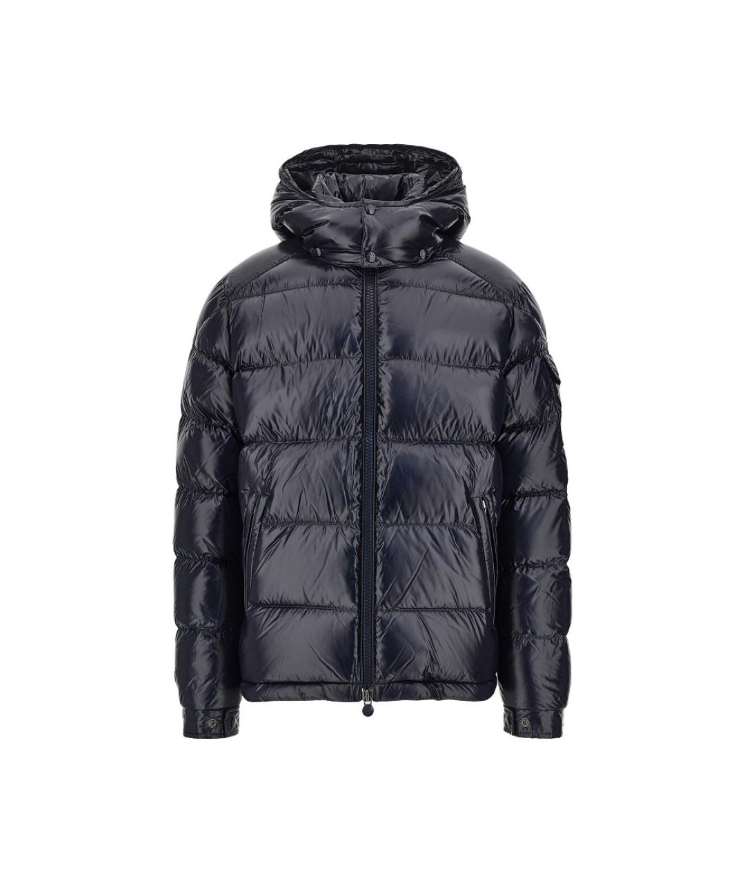 MONCLER Темно-синий полиамидовый пуховик, фото 4