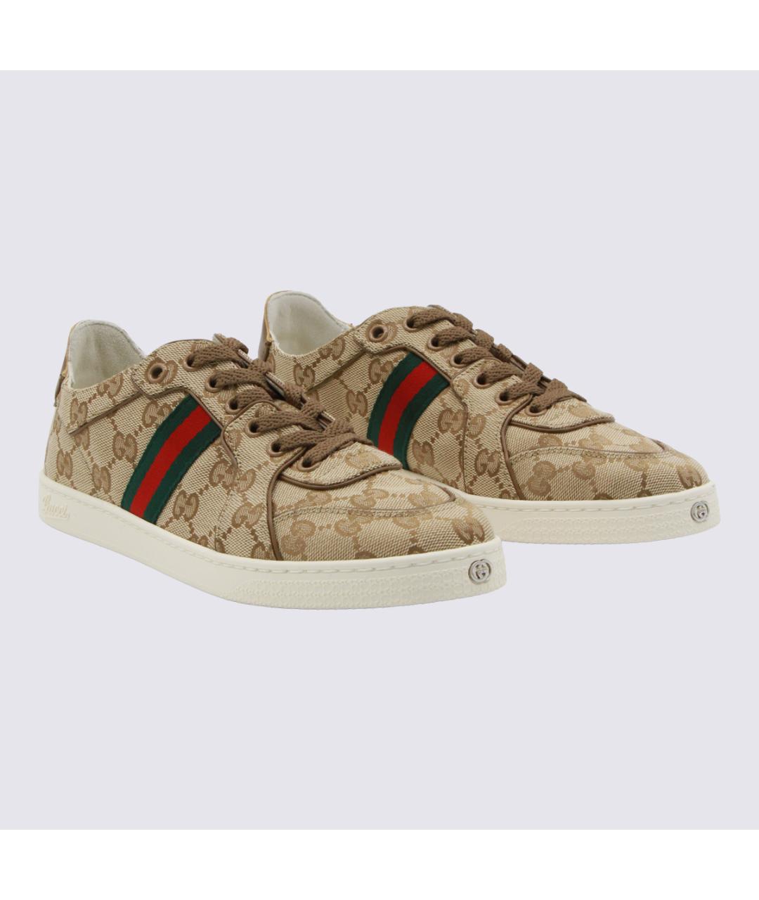 GUCCI Бежевые текстильные кроссовки, фото 2