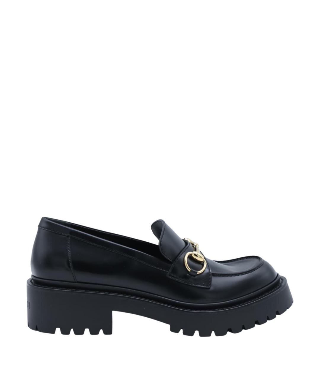 GUCCI Черные кожаные лоферы, фото 1