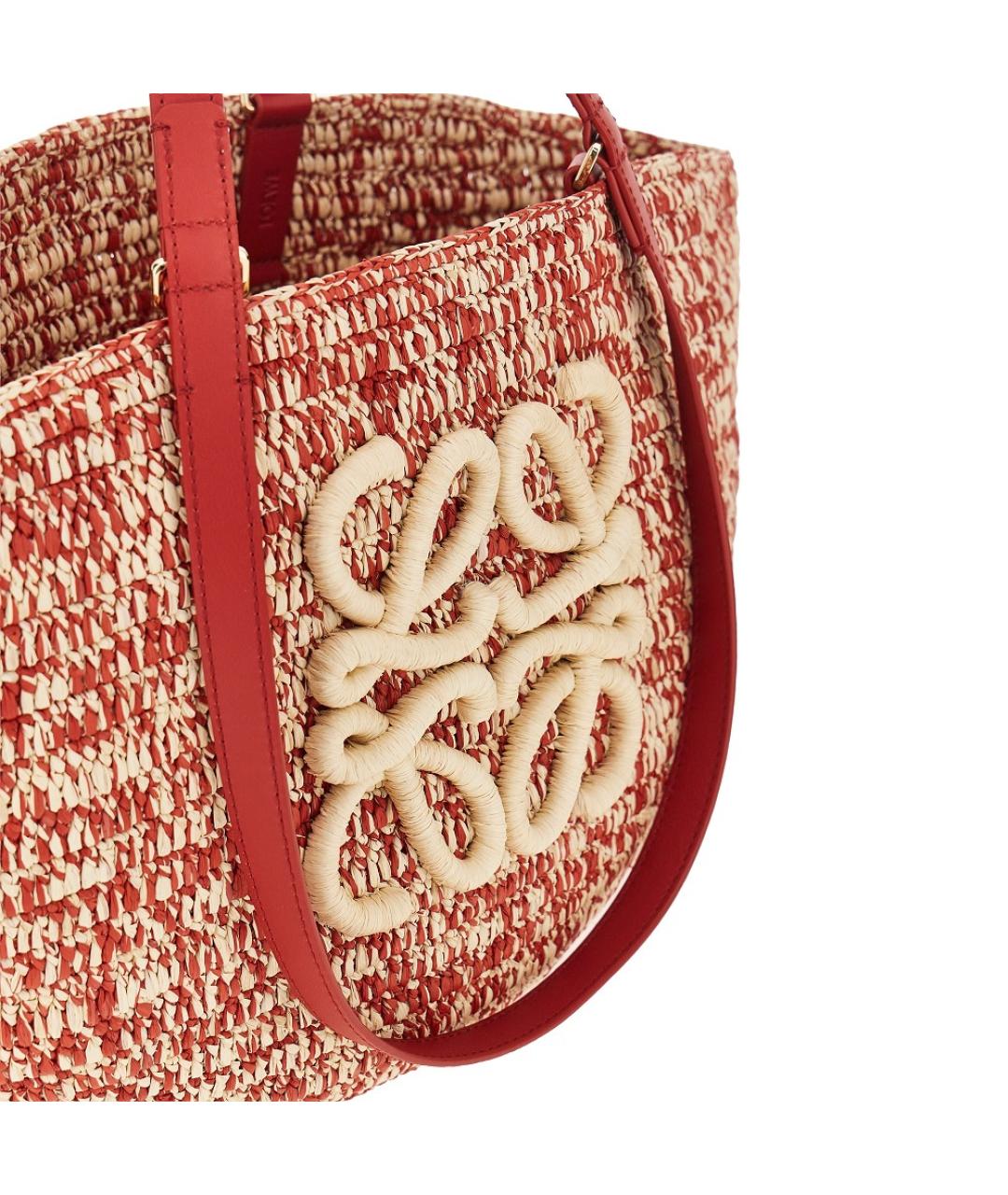 LOEWE Красная рафиевая сумка тоут, фото 4