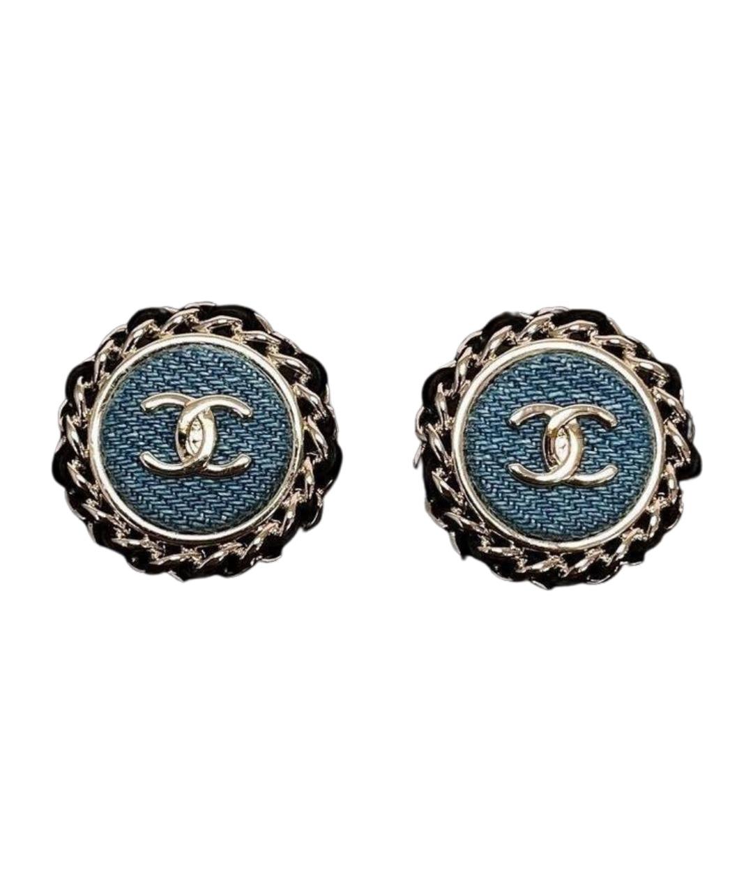 CHANEL Синие металлические серьги, фото 1