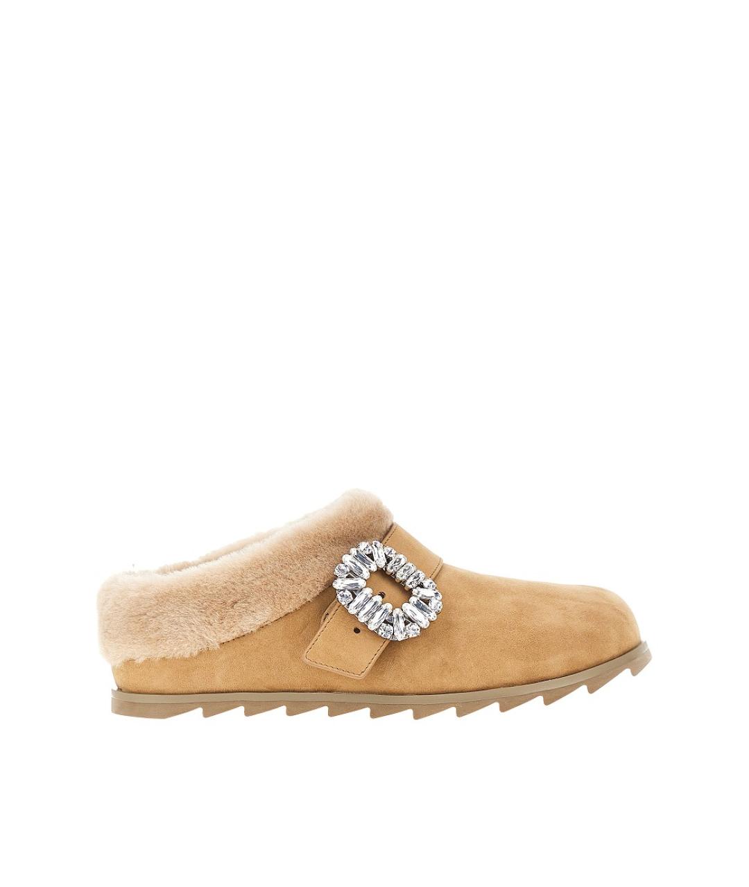ROGER VIVIER Бежевые замшевые сабо, фото 5
