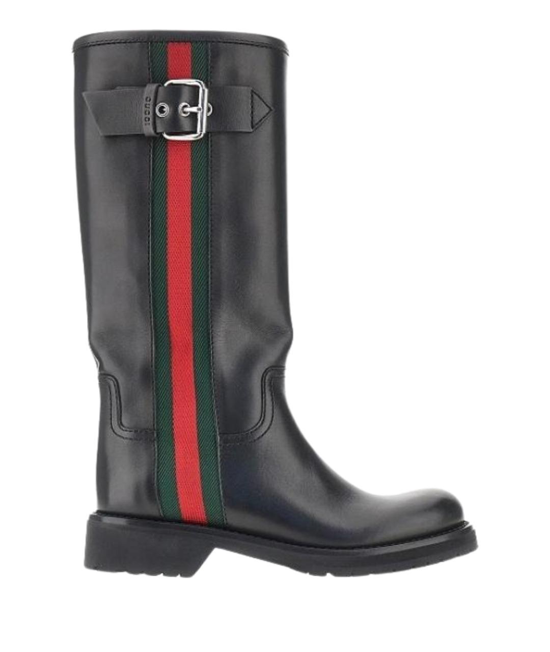GUCCI Черные кожаные сапоги, фото 1