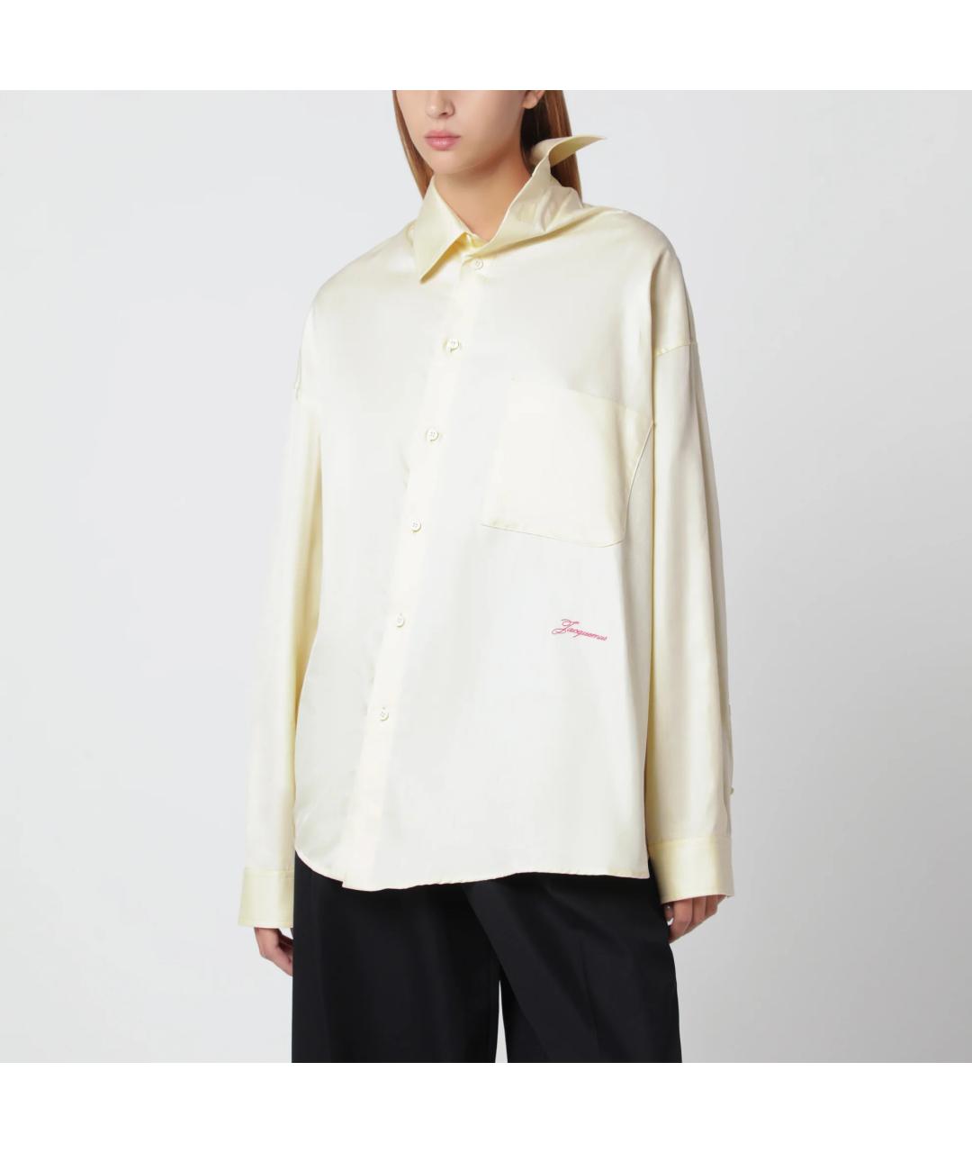 JACQUEMUS Желтая хлопковая рубашка, фото 4