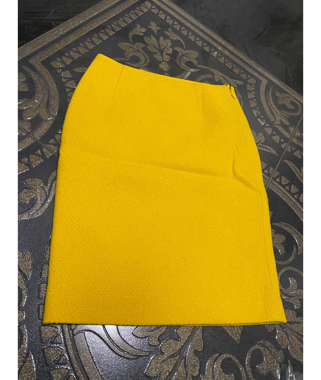 MOSCHINO Желтая шерстяная юбка мини, фото 4