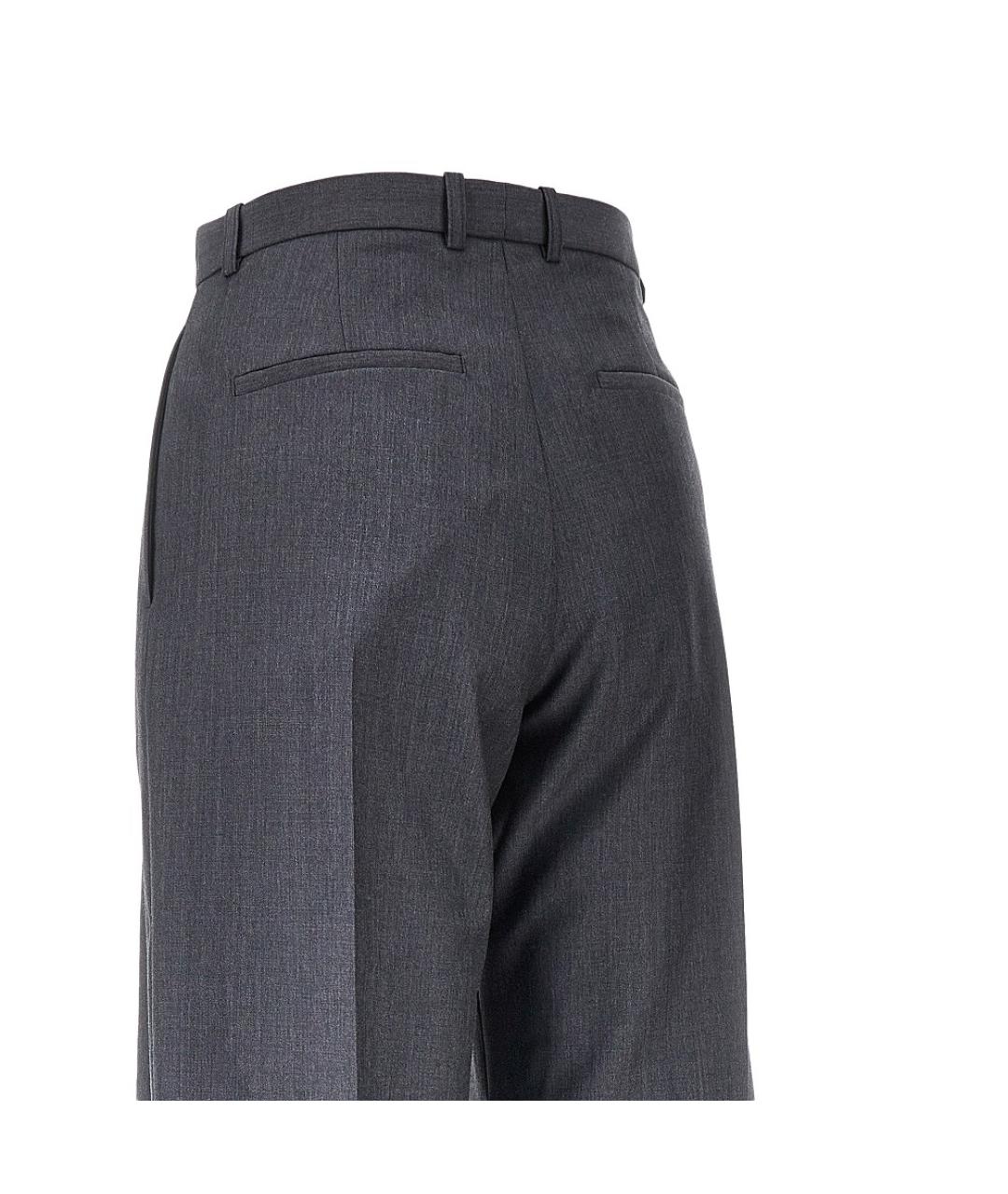 JIL SANDER Серые шерстяные прямые брюки, фото 4