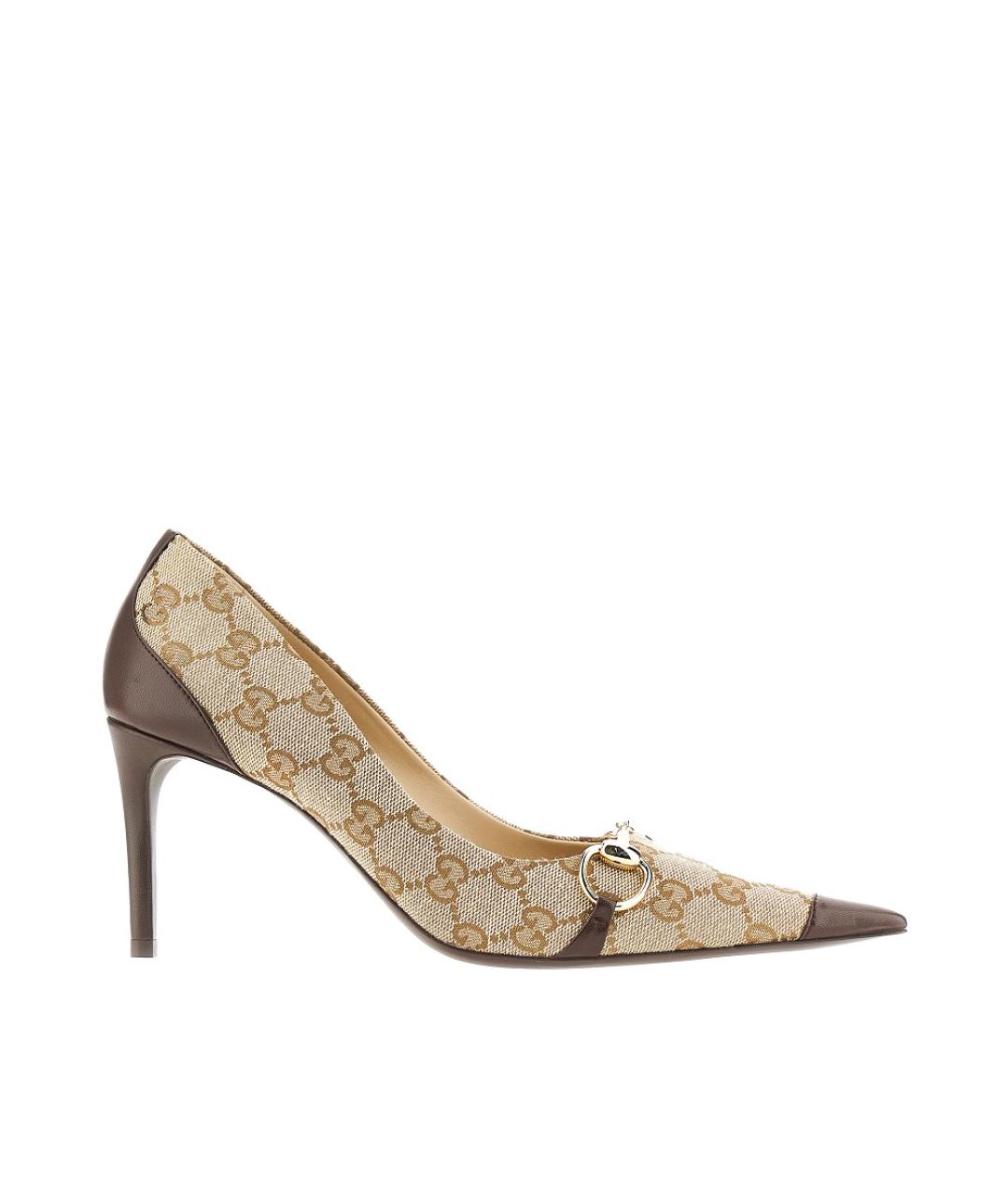 GUCCI Бежевые текстильные туфли, фото 5