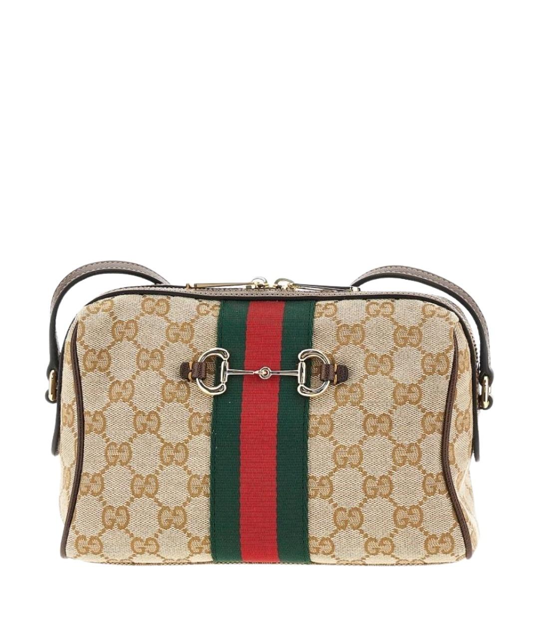 GUCCI Бежевая сумка через плечо из канвы, фото 1