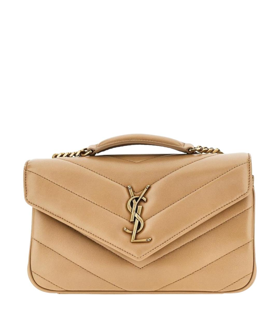 SAINT LAURENT Бежевая кожаная сумка через плечо, фото 1
