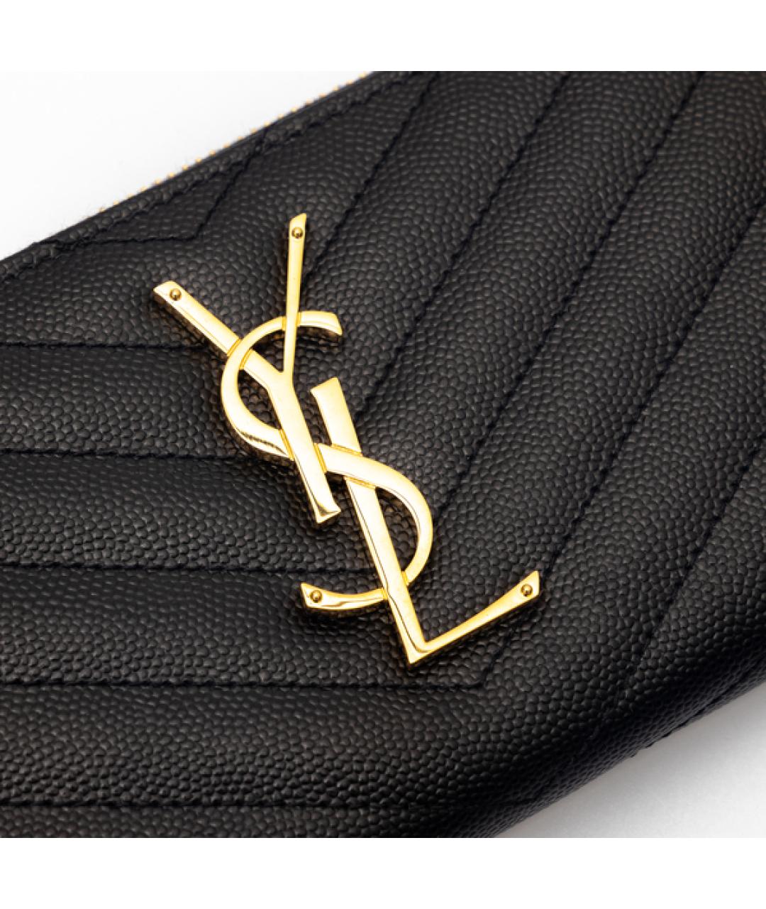 SAINT LAURENT Черный кожаный кошелек, фото 3