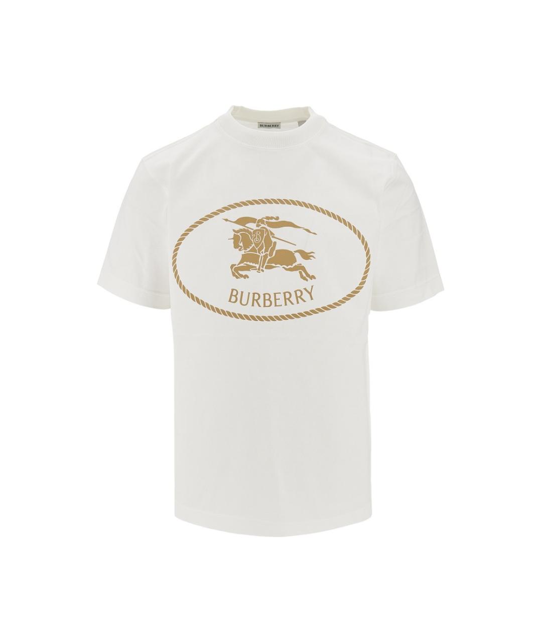 BURBERRY Белая хлопковая футболка, фото 4